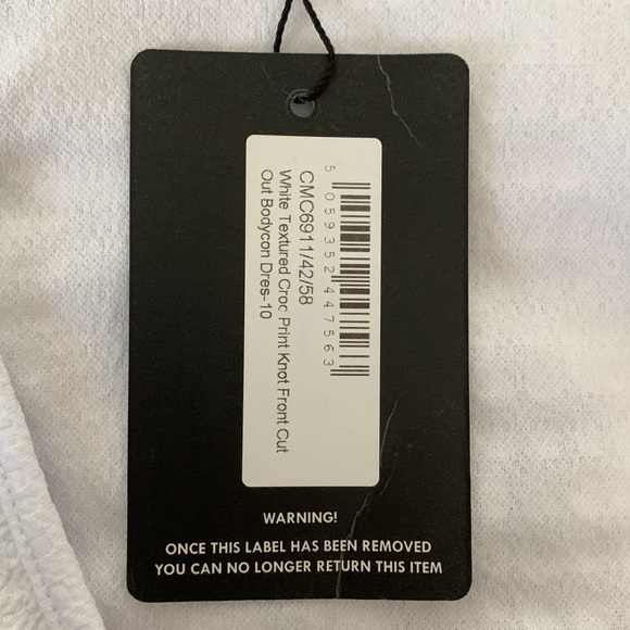 NWT PrettyLittleThing white knot front cut out bodycon dress size US 6 - Picture 9 of 11